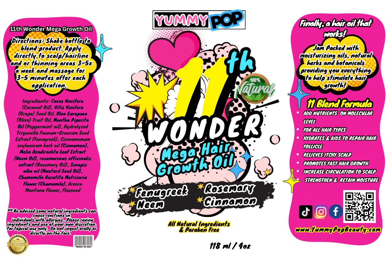 11th Wonder Mega Hair Growth Oil – Rosemary, Fenugreek + Cinnamon for Fast Hair Growth