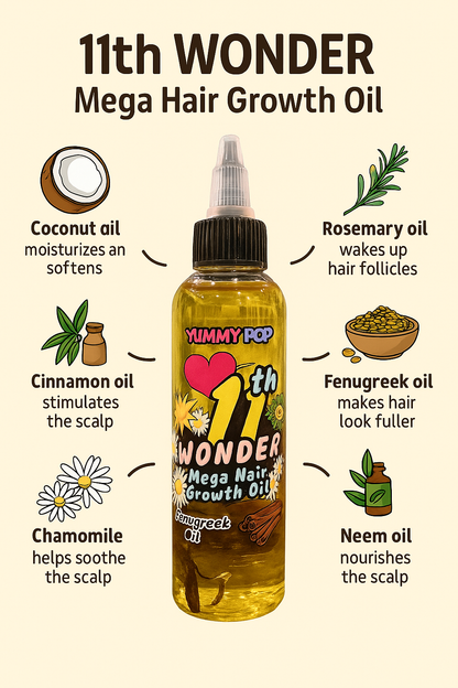 11th Wonder Mega Hair Growth Oil – Rosemary, Fenugreek + Cinnamon for Fast Hair Growth