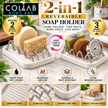 2-in-1 Reversible Soap Holder | 2 or 3 Bar Soap Organizer